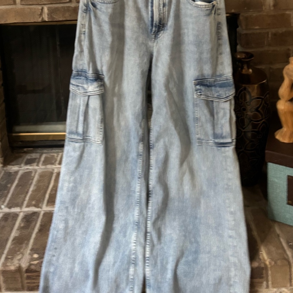 GAP CARGO Light Blue Flare & Wide Leg Jeans SZ 12 Like New